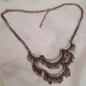 Silver boho scalloped 2 tiered with small medallions